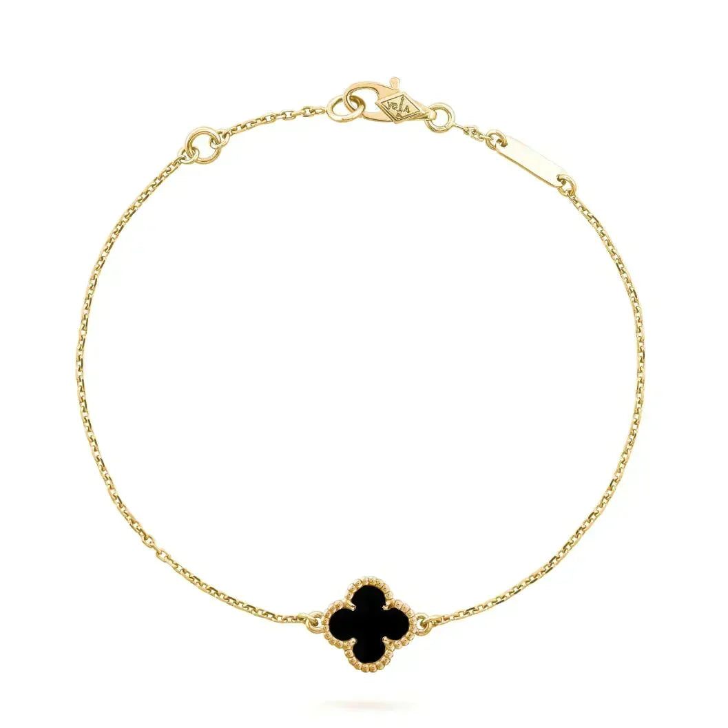 [⭐Lioran]CLOVER ONYX SINGLE FLOWER BRACELET