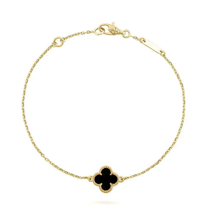 [⭐Lioran]CLOVER ONYX SINGLE FLOWER BRACELET