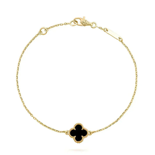 [⭐Lioran]CLOVER ONYX SINGLE FLOWER BRACELET