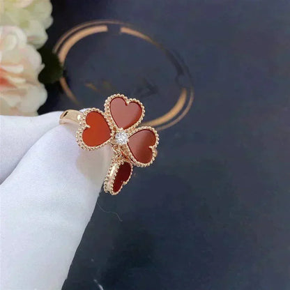 [⭐Lioran]SWEET CLOVER CARNELIAN RING