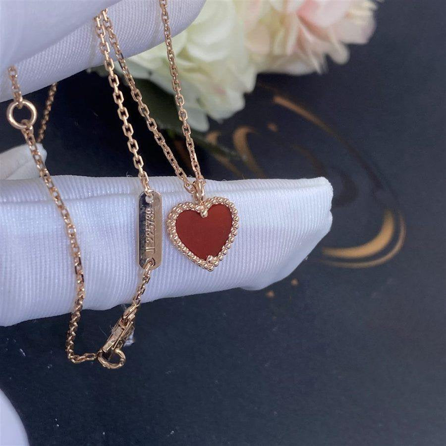 [⭐Lioran]SWEET CLOVER CARNELIAN HEART NECKLACE