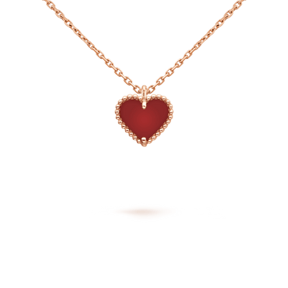 [⭐Lioran]SWEET CLOVER CARNELIAN HEART NECKLACE