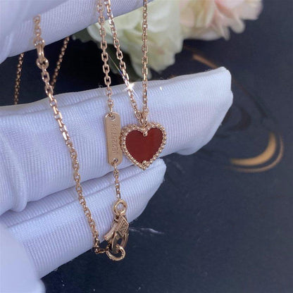 [⭐Lioran]SWEET CLOVER CARNELIAN HEART NECKLACE