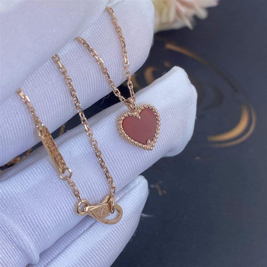 [⭐Lioran]SWEET CLOVER CARNELIAN HEART NECKLACE