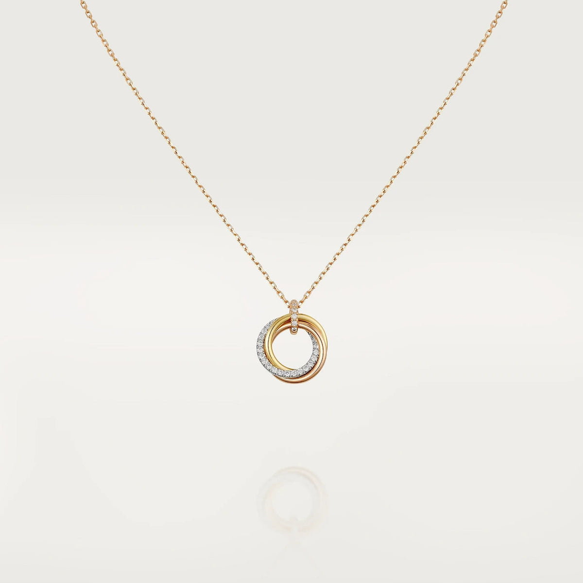 [⭐Lioran]TRINITY NECKLACE SILVER GOLD PINK GOLD DIAMONDS