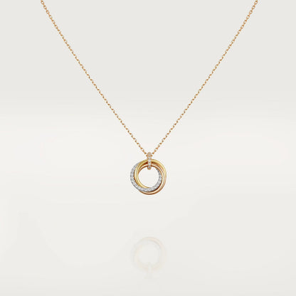[⭐Lioran]TRINITY NECKLACE SILVER GOLD PINK GOLD DIAMONDS