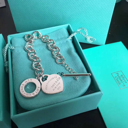 [Lioran]LOVE HEART PIN BUCKLE RETURN TO TIF SILVER BRACELET