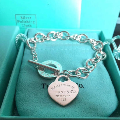 [Lioran]LOVE HEART PIN BUCKLE RETURN TO TIF SILVER BRACELET