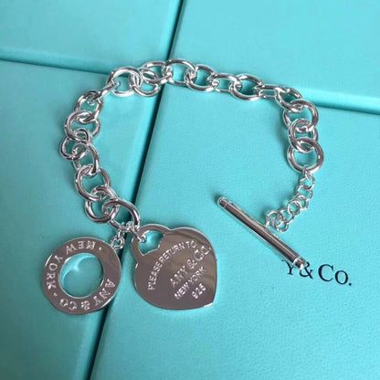 [Lioran]LOVE HEART PIN BUCKLE RETURN TO TIF SILVER BRACELET