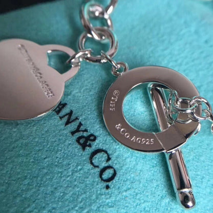 [Lioran]LOVE HEART PIN BUCKLE RETURN TO TIF SILVER BRACELET