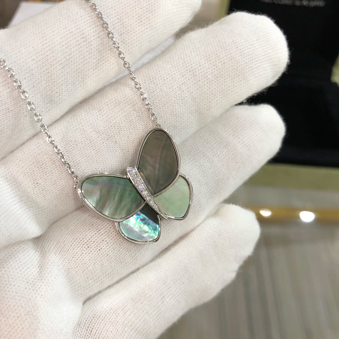 [⭐Lioran]LARGE BUTTERFLY SILVER PENDANT DIAMOND NECKLACE