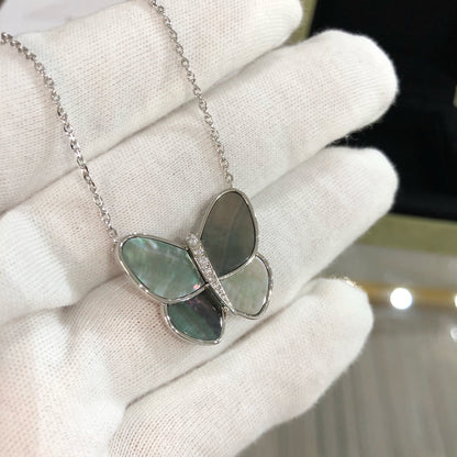 [⭐Lioran]LARGE BUTTERFLY SILVER PENDANT DIAMOND NECKLACE