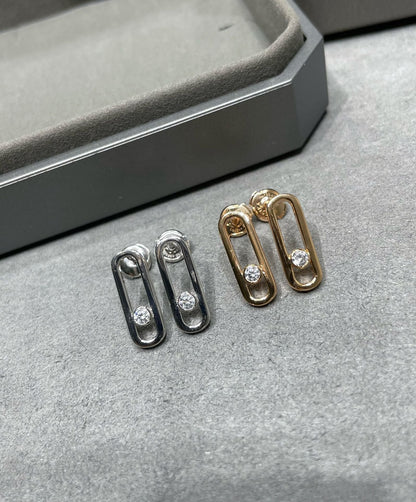 [⭐Lioran]MOVE UNO SMALL 1 DIAMOND EARRINGS