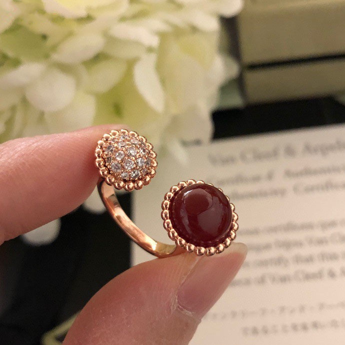 [⭐Lioran]PERLEE COULEURS DIAMOND ROSE GOLD BETWEEN THE FINGER RING