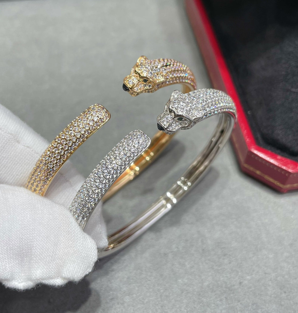 [⭐Lioran]PANTHERE FULL DIAMOND OPEN BRACELET