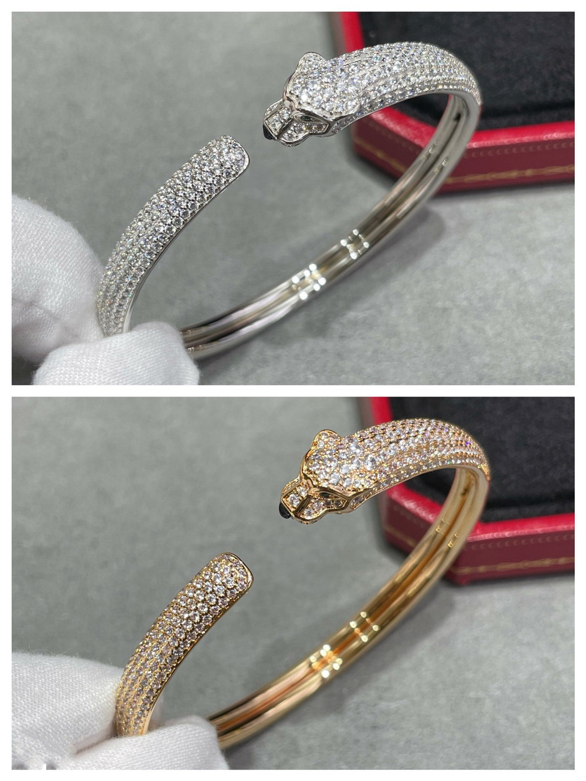 [⭐Lioran]PANTHERE FULL DIAMOND OPEN BRACELET