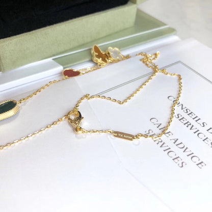 [⭐Lioran]LUCKY SPRING 4 MOTIFS ROSE GOLD NECKLACE