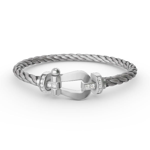 [⭐Lioran]FORCE LARGE HORSESHOE HALF DIAMOND BRACELET SILVER