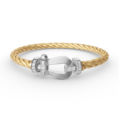 [⭐Lioran]FORCE LARGE HORSESHOE HALF DIAMOND BRACELET SILVER