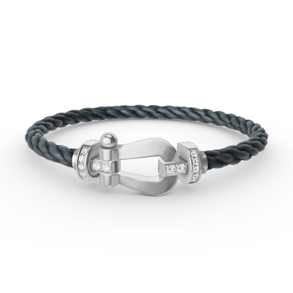 [⭐Lioran]FORCE LARGE HORSESHOE HALF DIAMOND BRACELET SILVER
