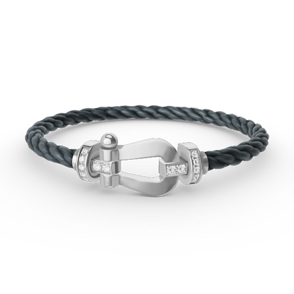 [⭐Lioran]FORCE LARGE HORSESHOE HALF DIAMOND BRACELET SILVER