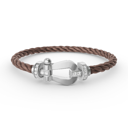[⭐Lioran]FORCE LARGE HORSESHOE HALF DIAMOND BRACELET SILVER