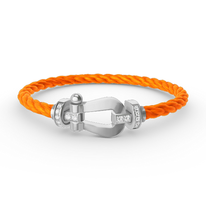 [⭐Lioran]FORCE LARGE HORSESHOE HALF DIAMOND BRACELET SILVER
