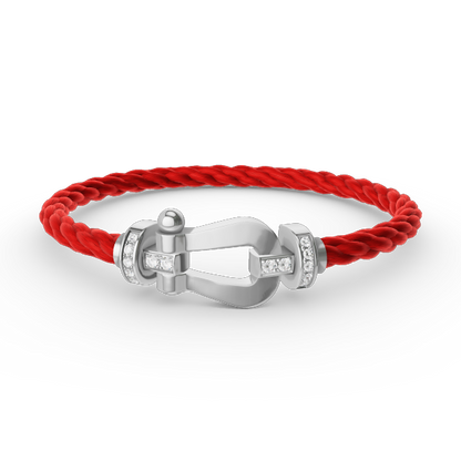 [⭐Lioran]FORCE LARGE HORSESHOE HALF DIAMOND BRACELET SILVER