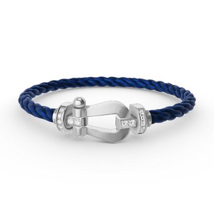 [⭐Lioran]FORCE LARGE HORSESHOE HALF DIAMOND BRACELET SILVER