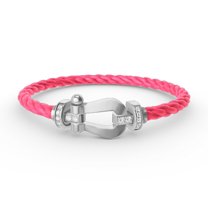 [⭐Lioran]FORCE LARGE HORSESHOE HALF DIAMOND BRACELET SILVER