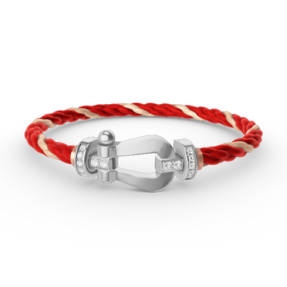 [⭐Lioran]FORCE LARGE HORSESHOE HALF DIAMOND BRACELET SILVER