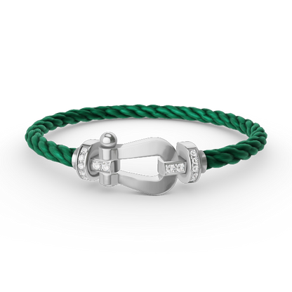 [⭐Lioran]FORCE LARGE HORSESHOE HALF DIAMOND BRACELET SILVER
