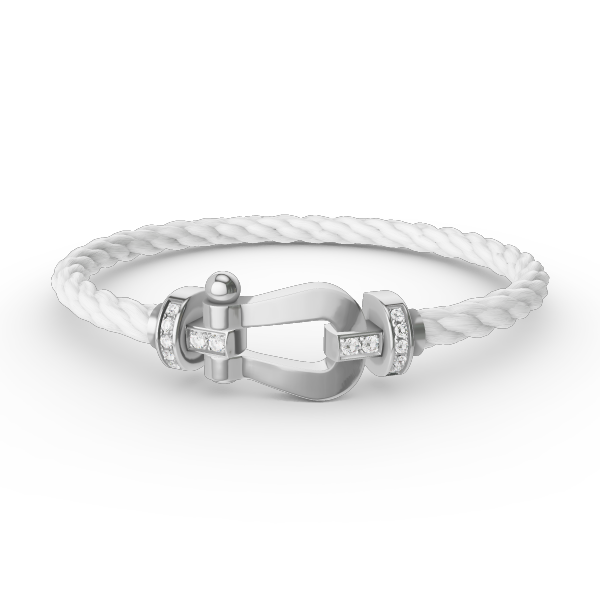 [⭐Lioran]FORCE LARGE HORSESHOE HALF DIAMOND BRACELET SILVER