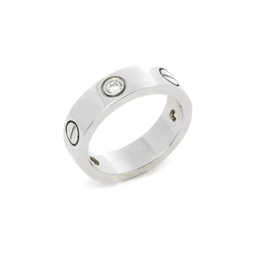 [⭐Lioran]LOVE RING 5.5MM 3 DIAMONDS SILVER