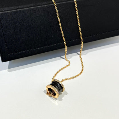 [⭐Lioran]ZERO 1 BLACK CERAMIC DIAMOND PINK GOLD NECKLACE